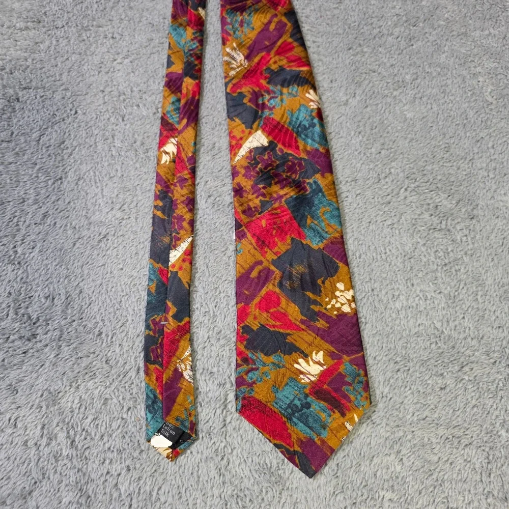 Mario Valentino Mens OS‎ Necktie Multicolor Abstract Geometric Italian Silk Tie